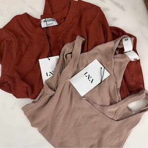 NWT LNA bundle tops bodysuit and long sleeve top size x small